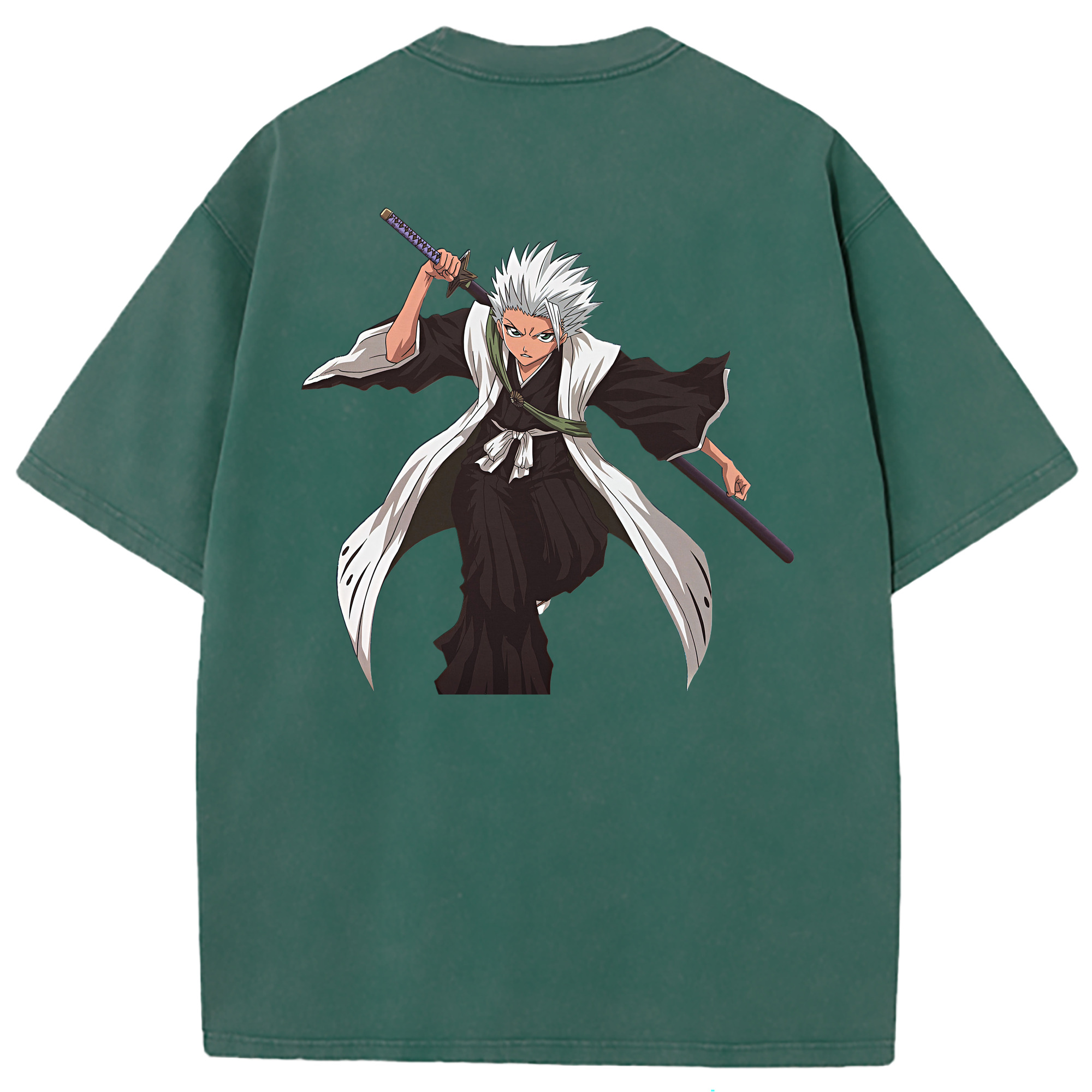 （画像用） ブリーチ 日番谷冬獅郎（ひつがや とうしろう） BLEACH Hitsugaya Toushirou 綿100% ヴィンテージ風 半袖Tシャツ（背面プリント）
